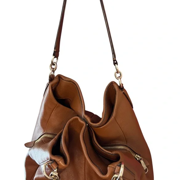 Coach Lexy Shoulder Bag Pebbled Leather Saddle Gold Chain - Picture 6 of 8